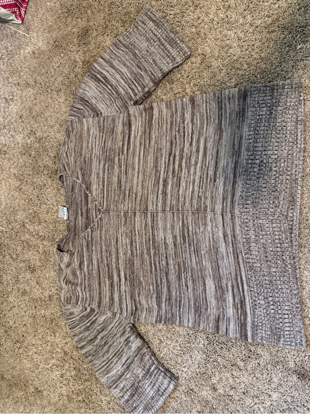 White Stag Taupe-Cream Marled Short-Sleeve Knit Top